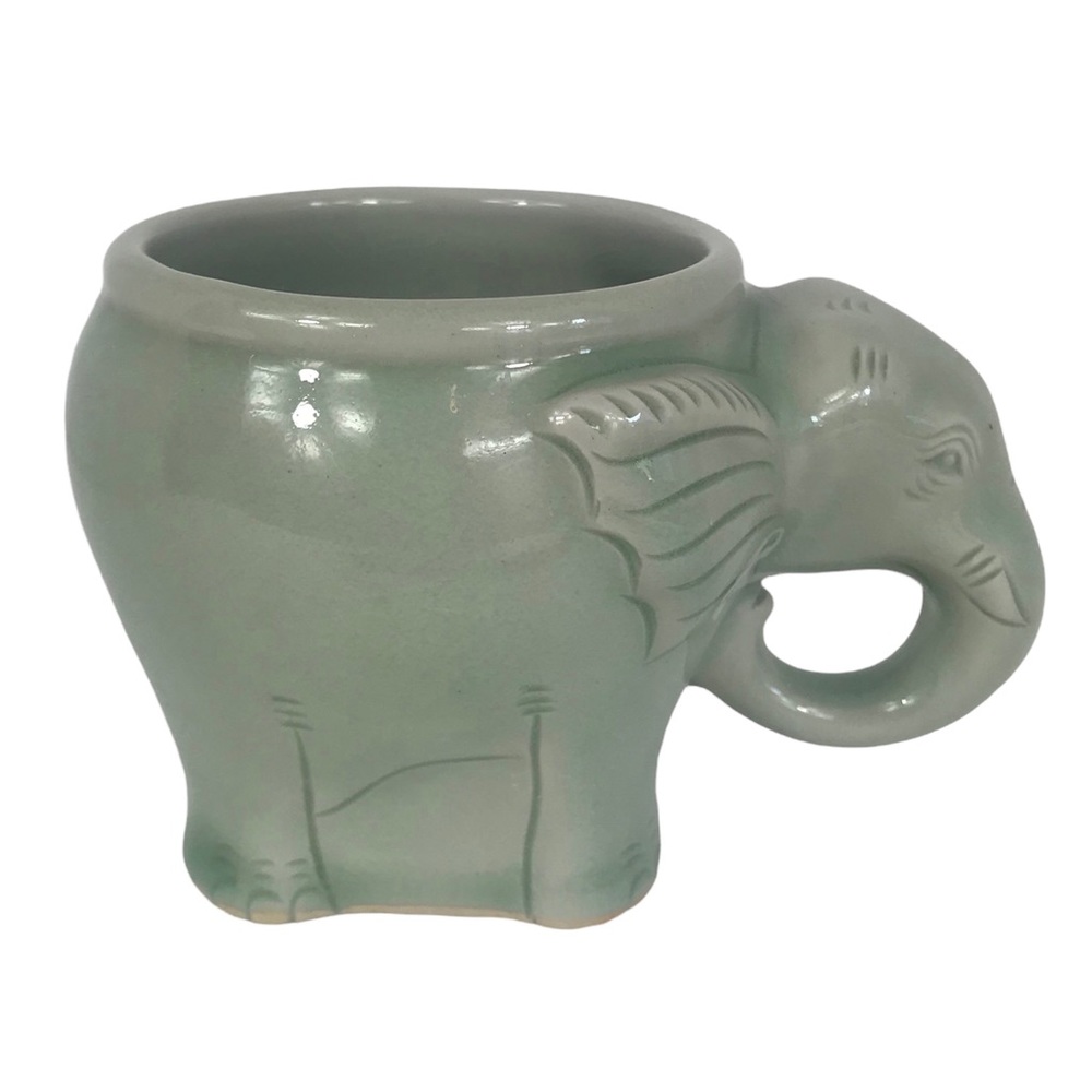 Elephant Mug Green Ceramic